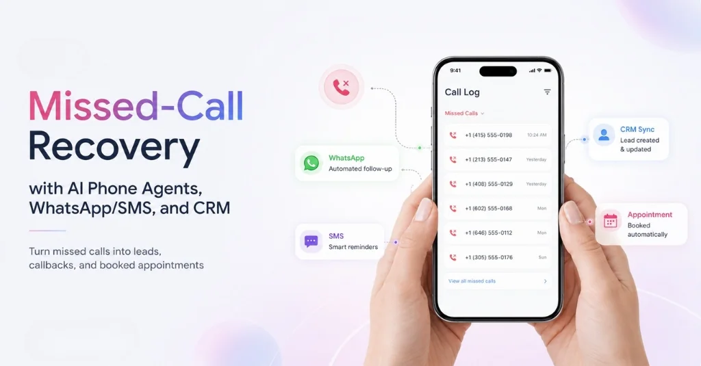 Missed-Call Recovery with AI Phone Agents, WhatsApp/SMS, and CRM